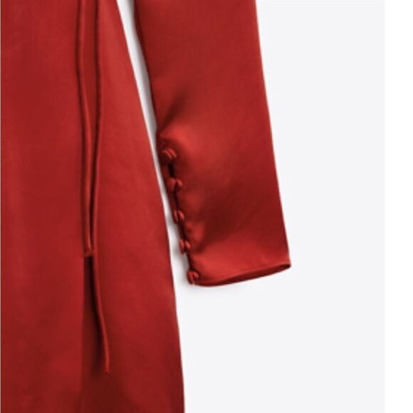 New with tags ZARA RED NEW SATIN EFFECT WRAP DRESS SHORT BRIGHT
RED size M - Picture 9 of 11